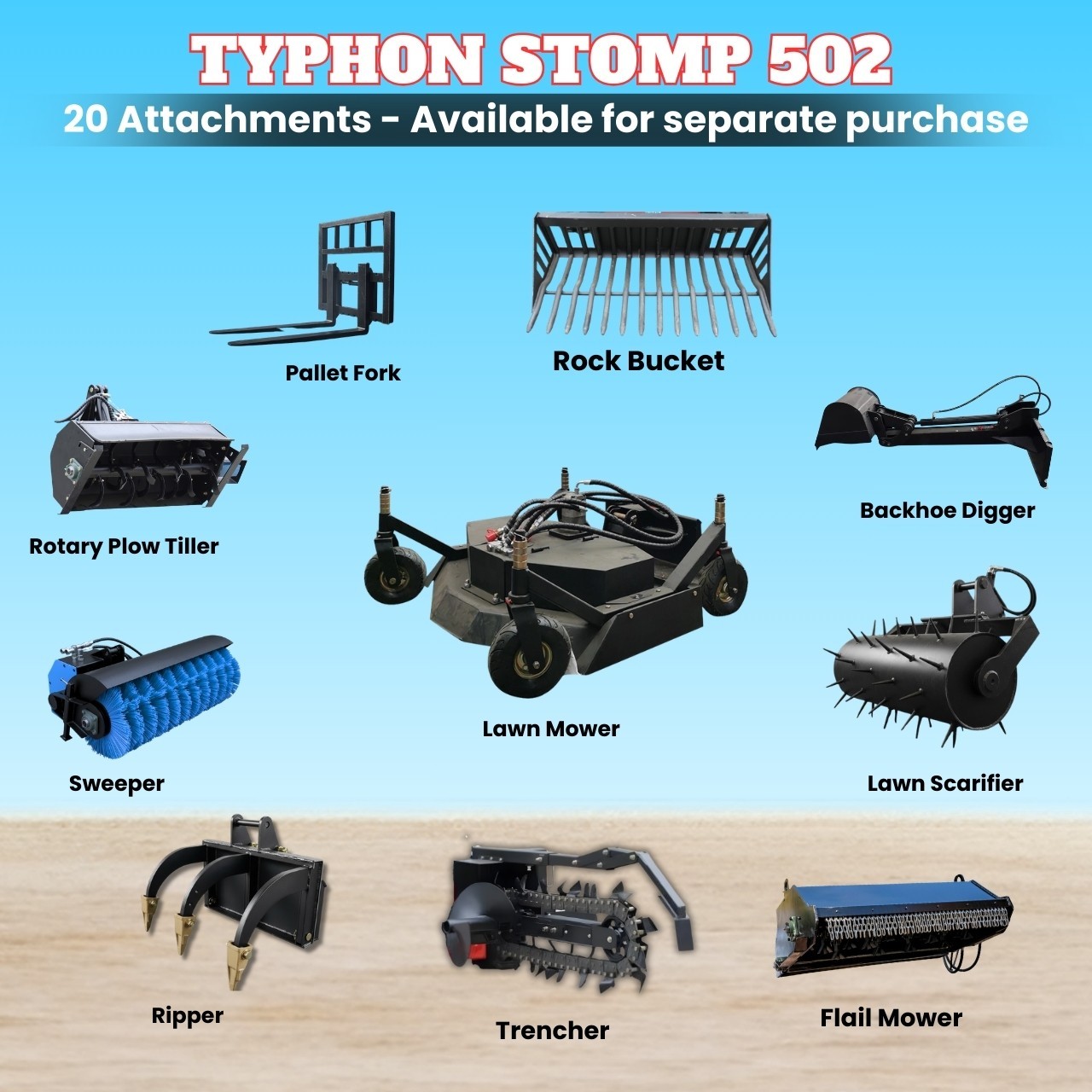TYPHON STOMP 502 Compact Tracked Skid Steer Loader 22.1HP Honda Gasoline engine