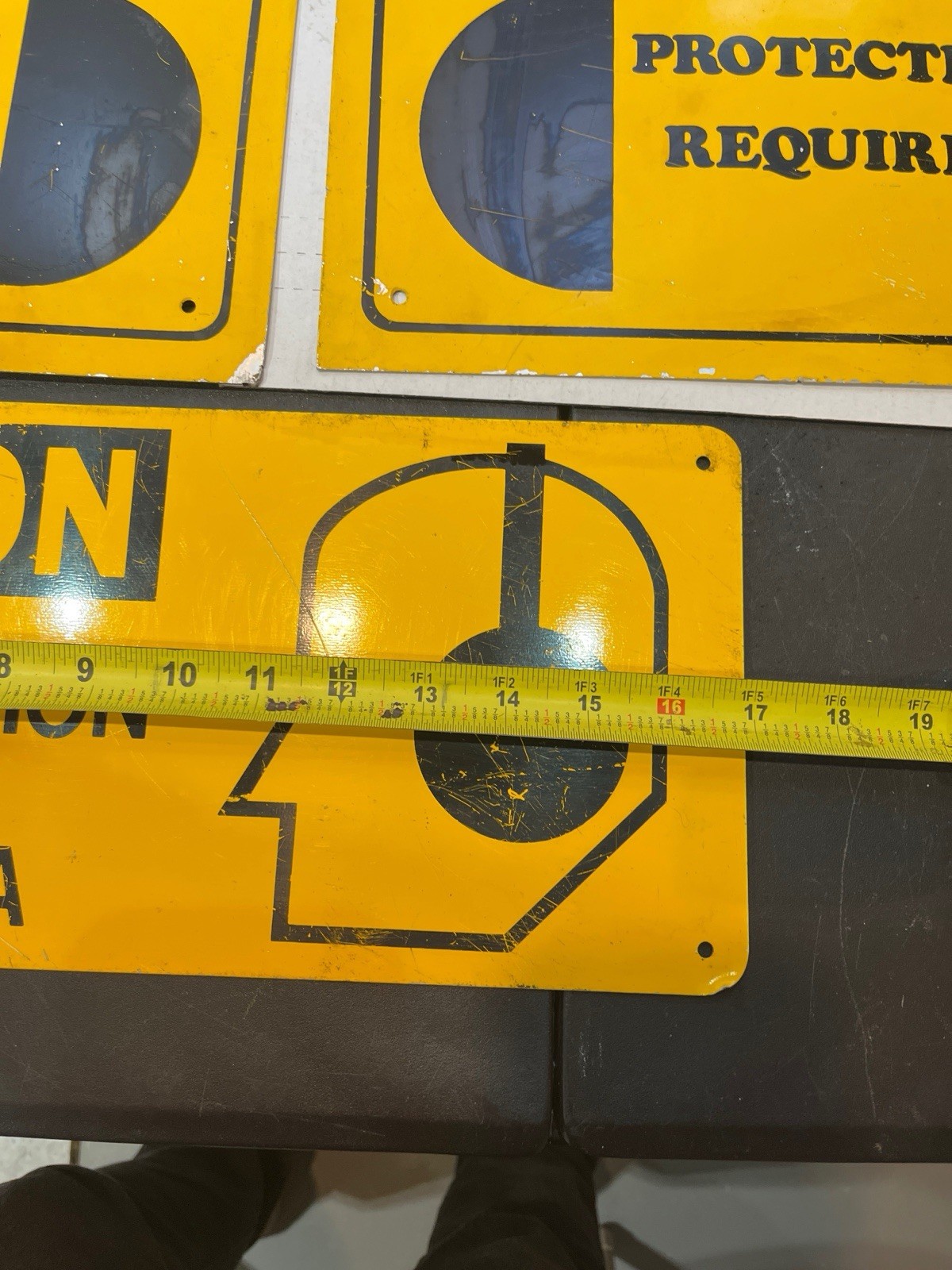Vintage Metal Safety Sign Caution Ear Protection Required Industrial Garage
