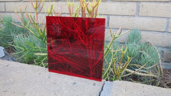 1/4″ Transparent Dark Red Acrylic Plexiglass Sheet 12″ x 12″ Cast Acrylic AZM