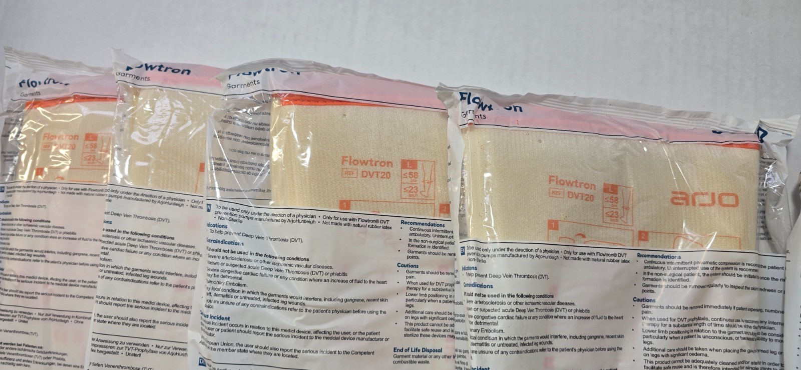 5-Pairs Arjo Flowtron DVT20 Calf Garment Large