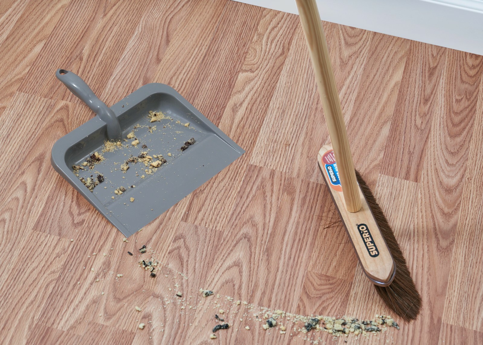 Superio Heavy Duty Durable Plastic Dustpan, for Indoor and Outdoor Use, Grey.