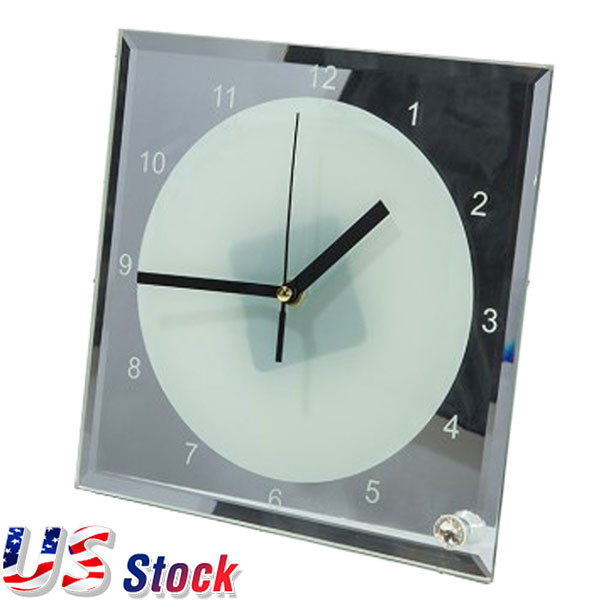 US Stock- 20 pcs/pack 7.8″ x 7.8″ Sublimation Blank Glass Photo Frame with Clock