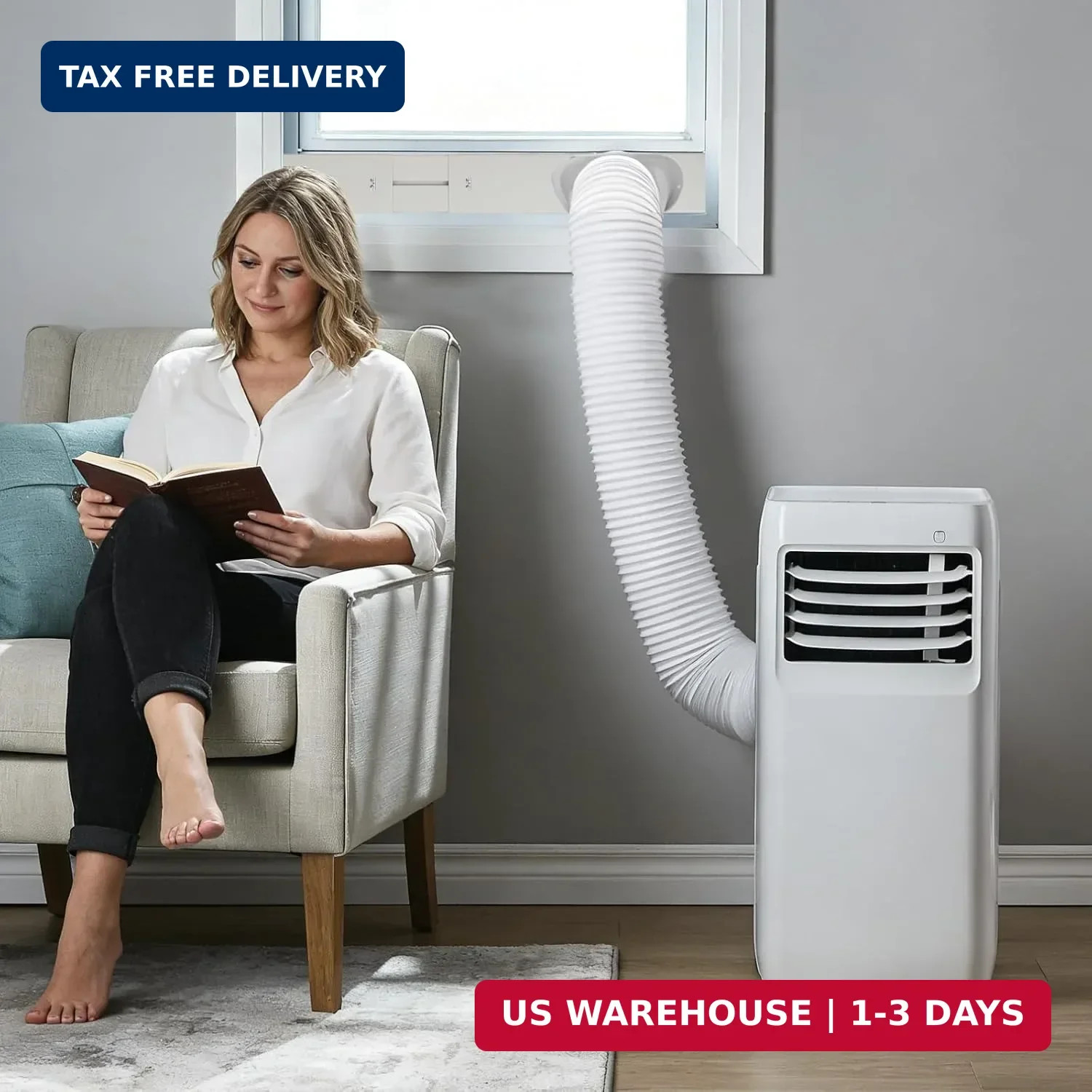 Portable Air Conditioner Window Vent Kit with 5.9″ Exhaust Hose Universal Portab