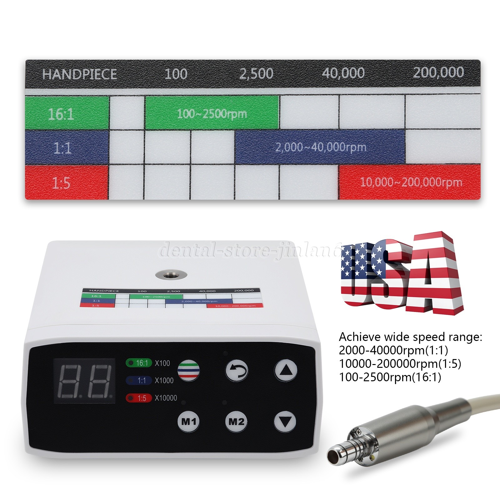 NSK Style Dental Brushless LED Electric Micro Motor 1:1/1:5 Increasing Handpiece