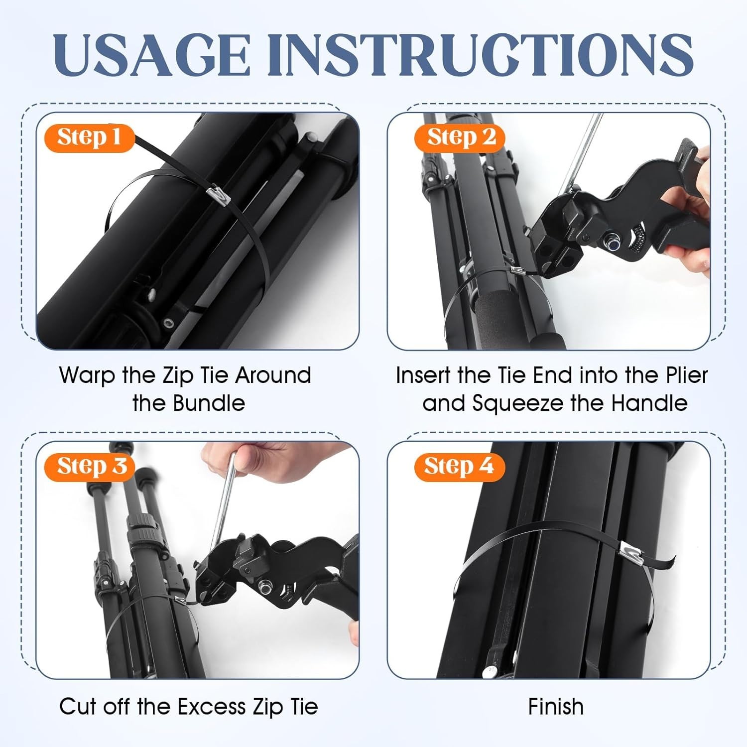 Metal Zip Ties Tool Set, Cable Tie Tool Kit with 150PCS Black Metal Zip Ties