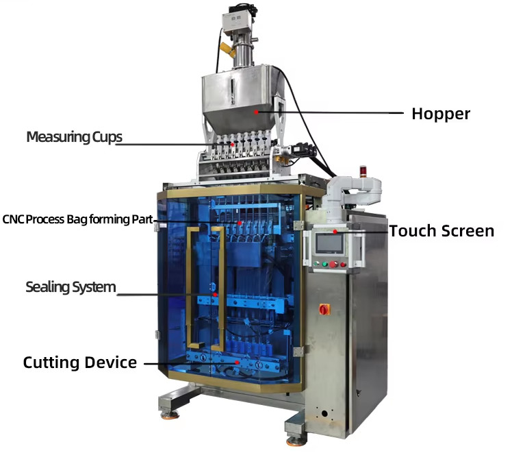 Multi-lane Automatic 5 -10 Grams Sugar Stick Sachet Packing Machine