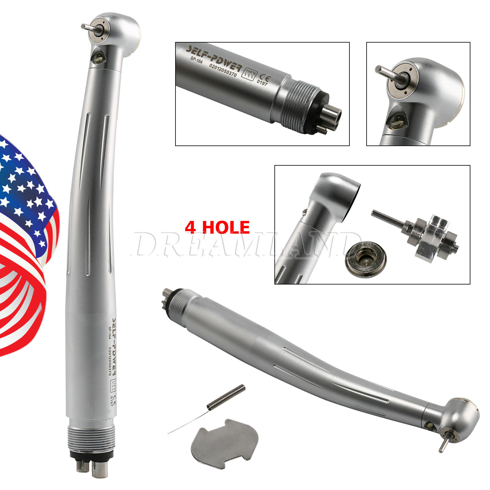NSK Style Dental Fiber Optic LED E-generator High Speed Handpiece Turbine 4 HOLE