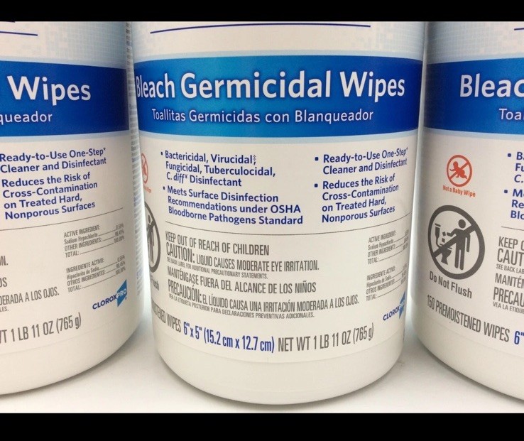 Clorox Healthcare Bleach Germicidal Disinfecting Wipes Unscented, 3/LOT