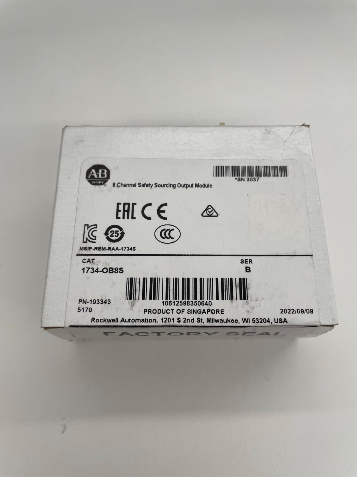 1734-OB8S Allen Bradley SER B DC Output Module 8 Points Safety 24VDC Sourcing