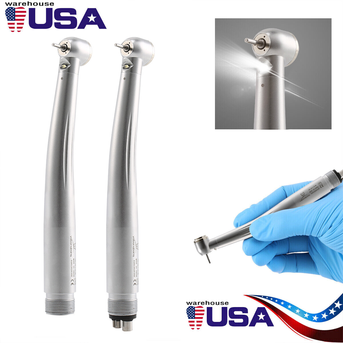 Pieza de mano LED turbina alta velocidad fibra óptica dental estilo NSK 2/4 Hole