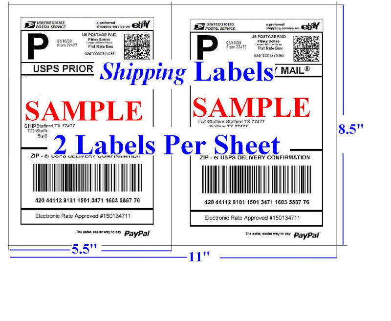 400 Shipping Labels Self Adhesive Half Sheet 5.5 x 8.5 USPS UPS eBay FedEx