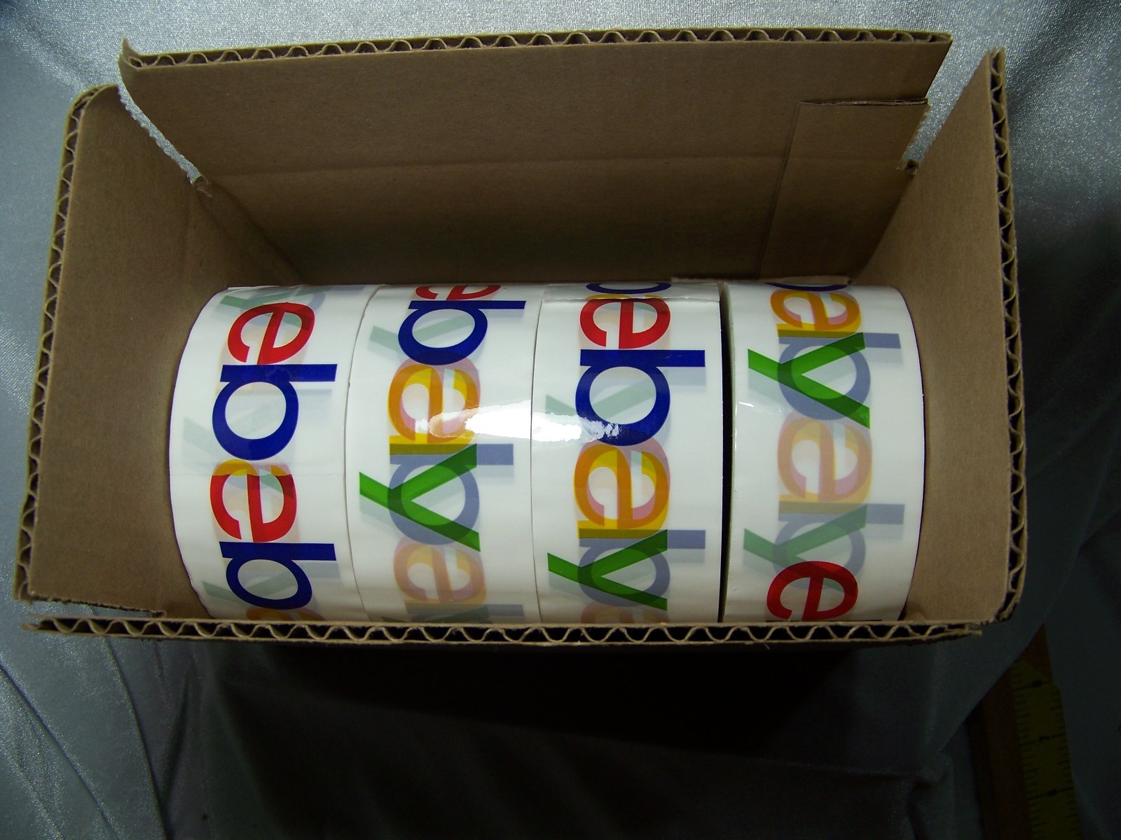 4 Rolls Ebay Shipping Tape Classic 4 color 2″ x 75 Yard Branded Packaging BOPP