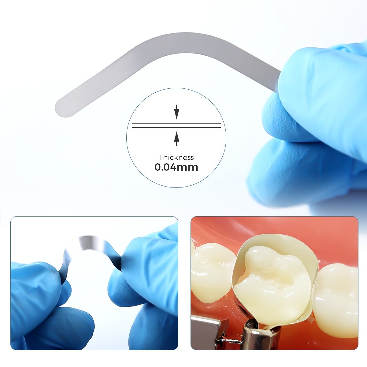 20pcs Dental Matrix Bands Stainless Steel Tofflemire Large Curvature Restoration