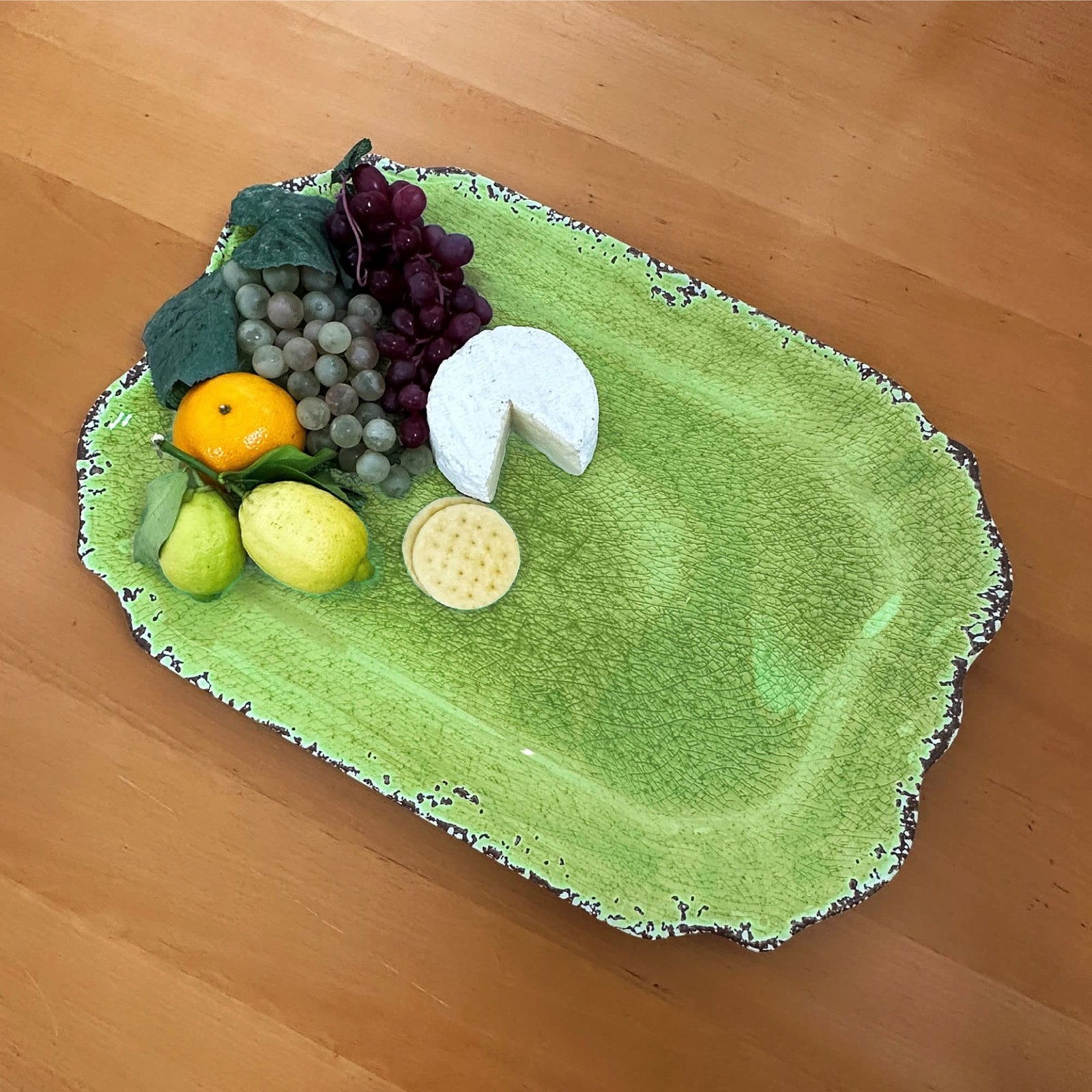 Supreme Housewares Crackle Melamine Serving Tray Bpa-Free Rustic Rectangular
