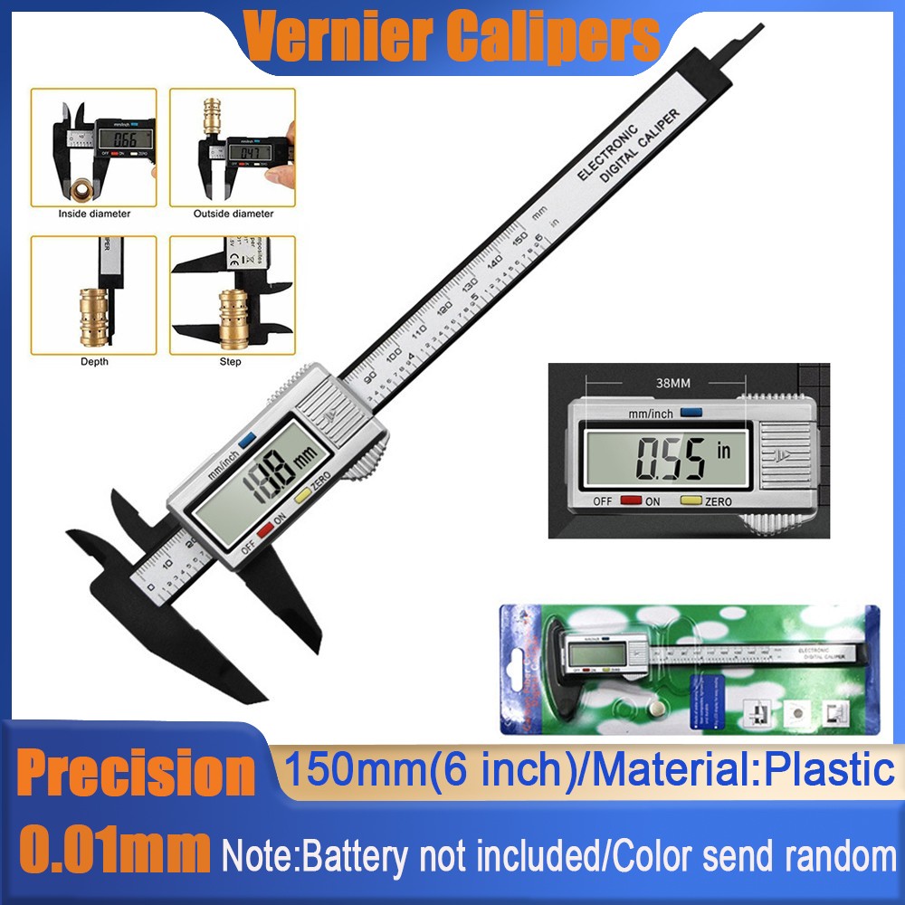 6”LCD/150mm Digital Vernier Caliper Micrometer Measure Tool Gauge Ruler Plastic