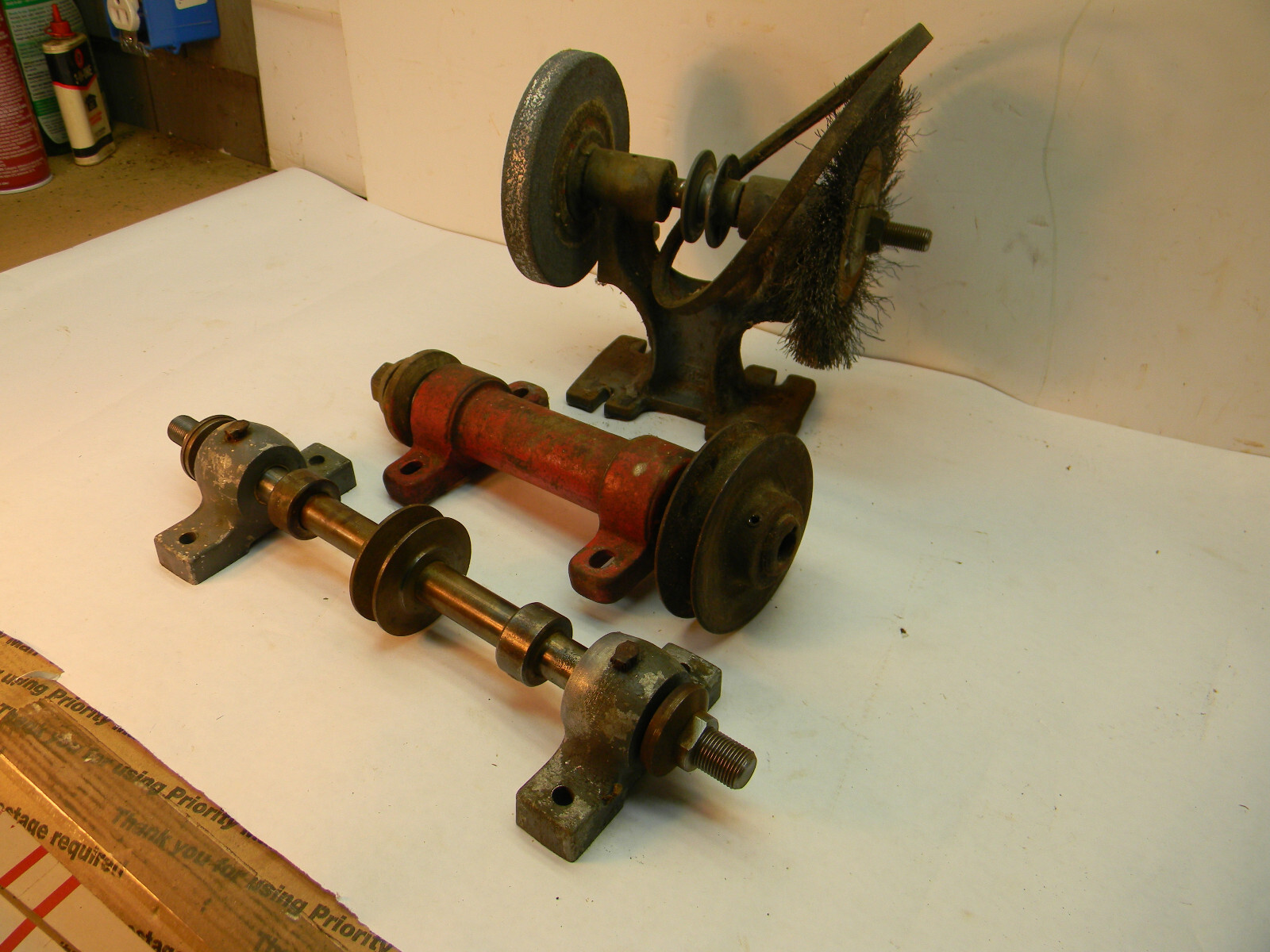 3 Belt driven Bench Arbors.; Machinist, mechanic, shop