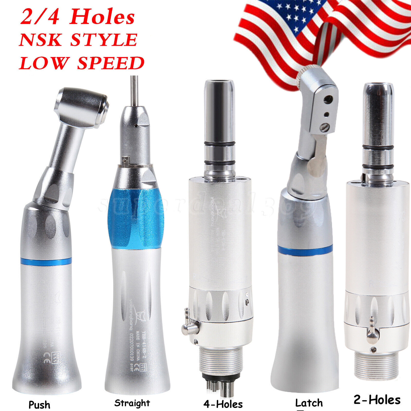 NSK Style Dental Slow Low Speed Handpiece Contra Angle Straight Air Motor 2H/4H
