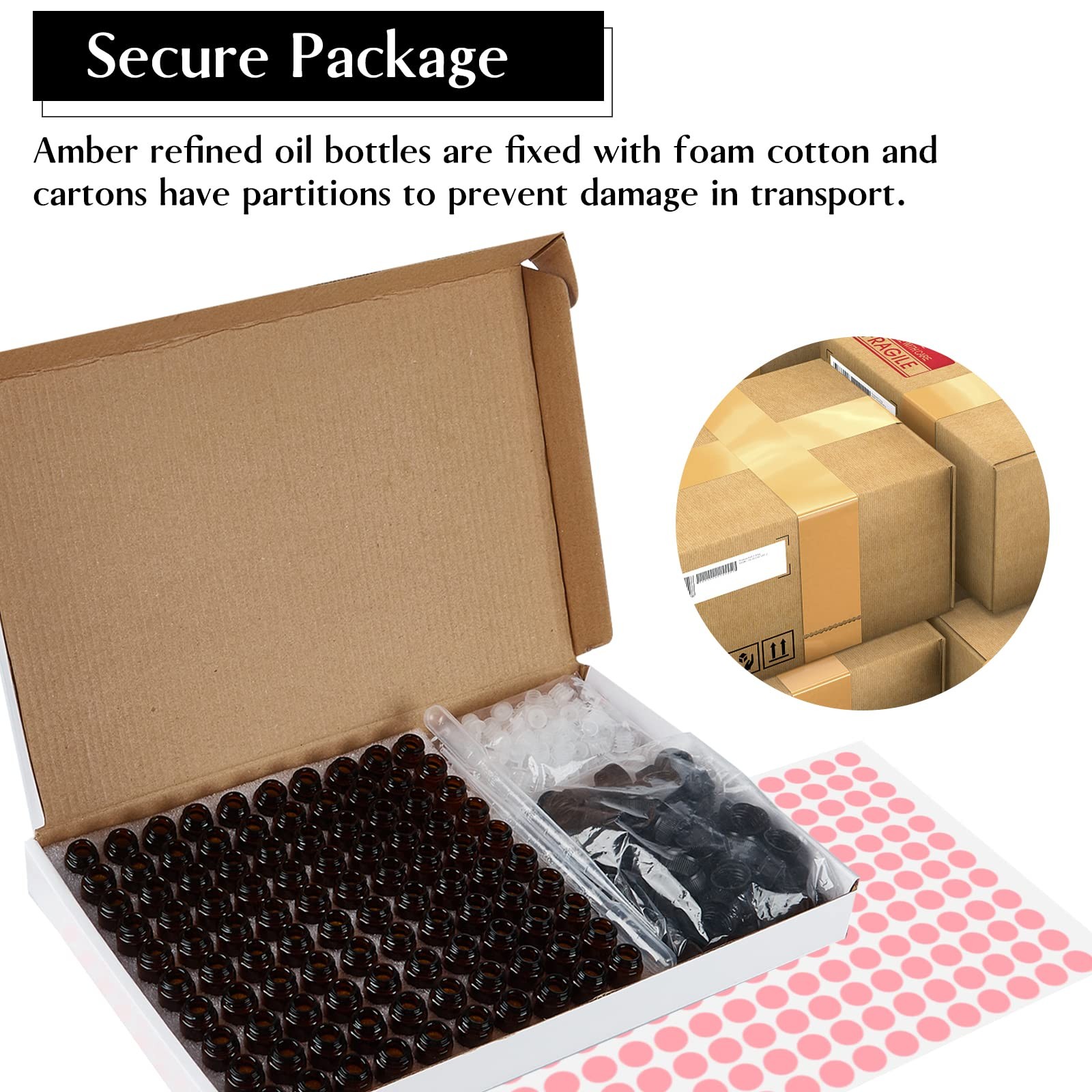 TUZAZO 100Packs Essential Oil Sample Bottles 2Ml Drams Amber brown