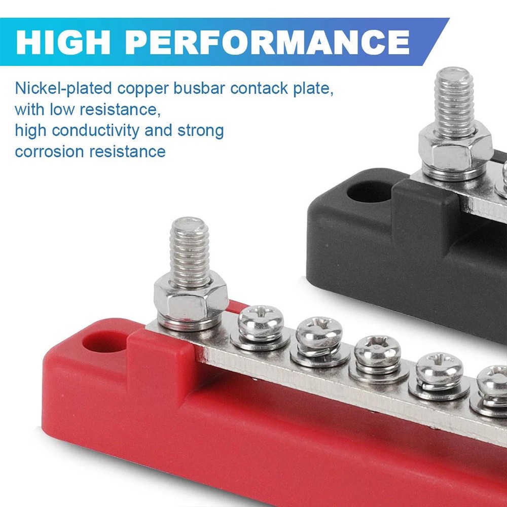 6 Way Bus Bar Terminal 150A Screws Power Distribution Battery Block For Car Boat