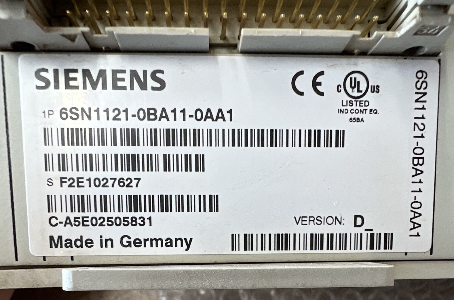 Siemens SIMODRIVE Module 6SN1121-0BA11-0AA1 PROFIBUS Version D