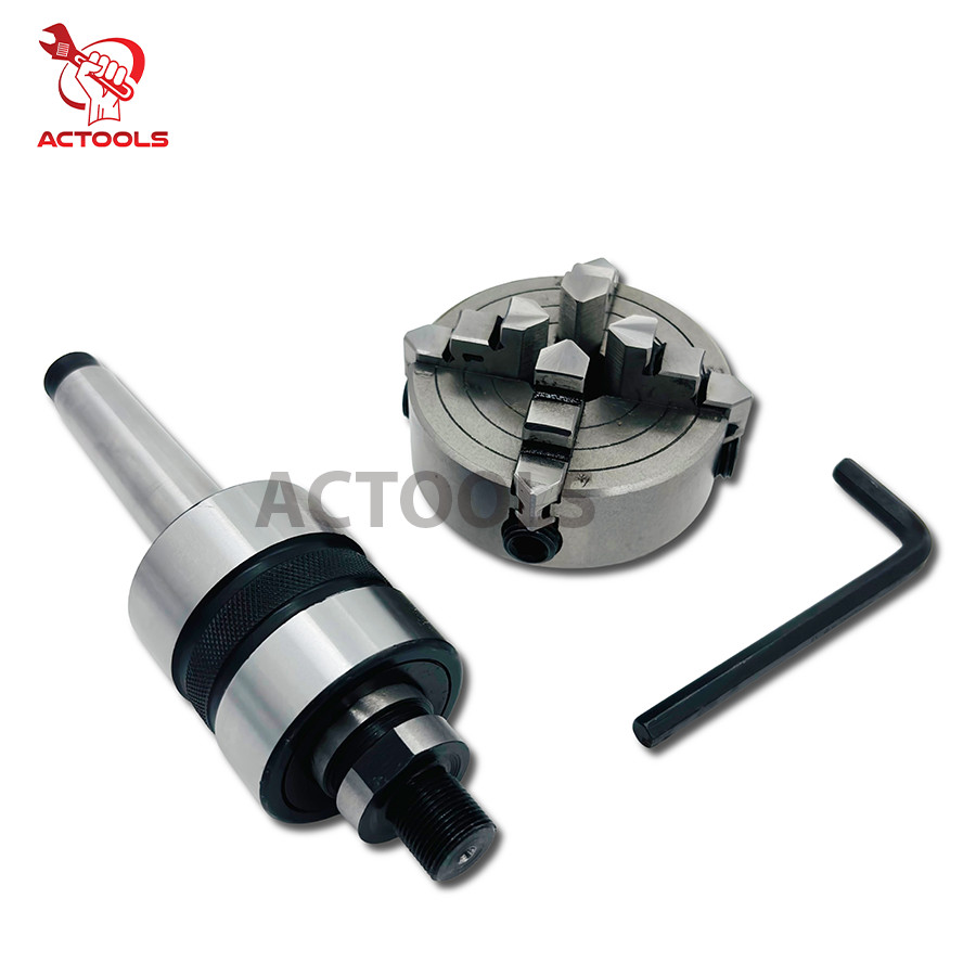 4 Jaw Inependent Lathe Chuck 2-3/4″ 70mm M14X1 MT2 Shank Revolving Center 2MT