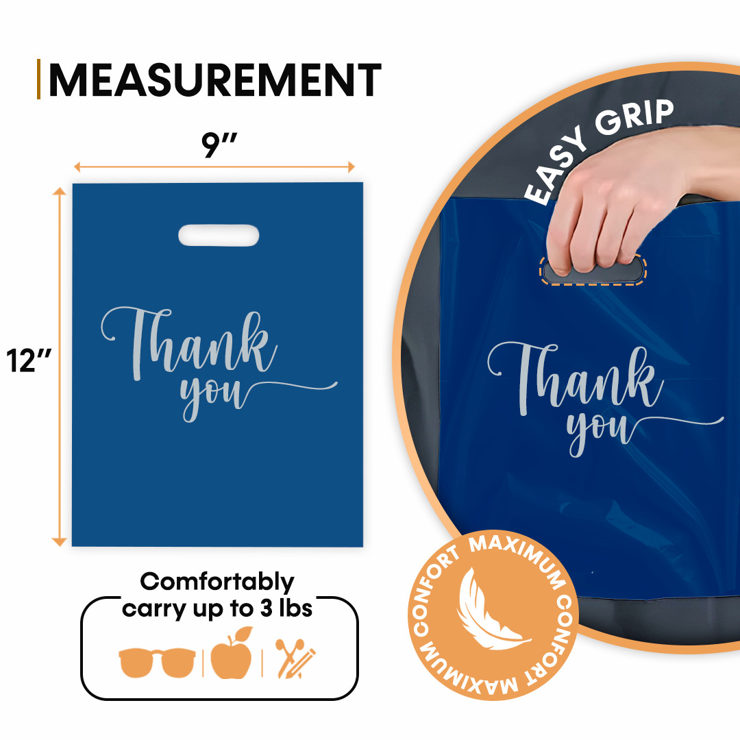 Retail Plastic Merchandise Bags, Die Cut Handles, Different Sizes and Colors