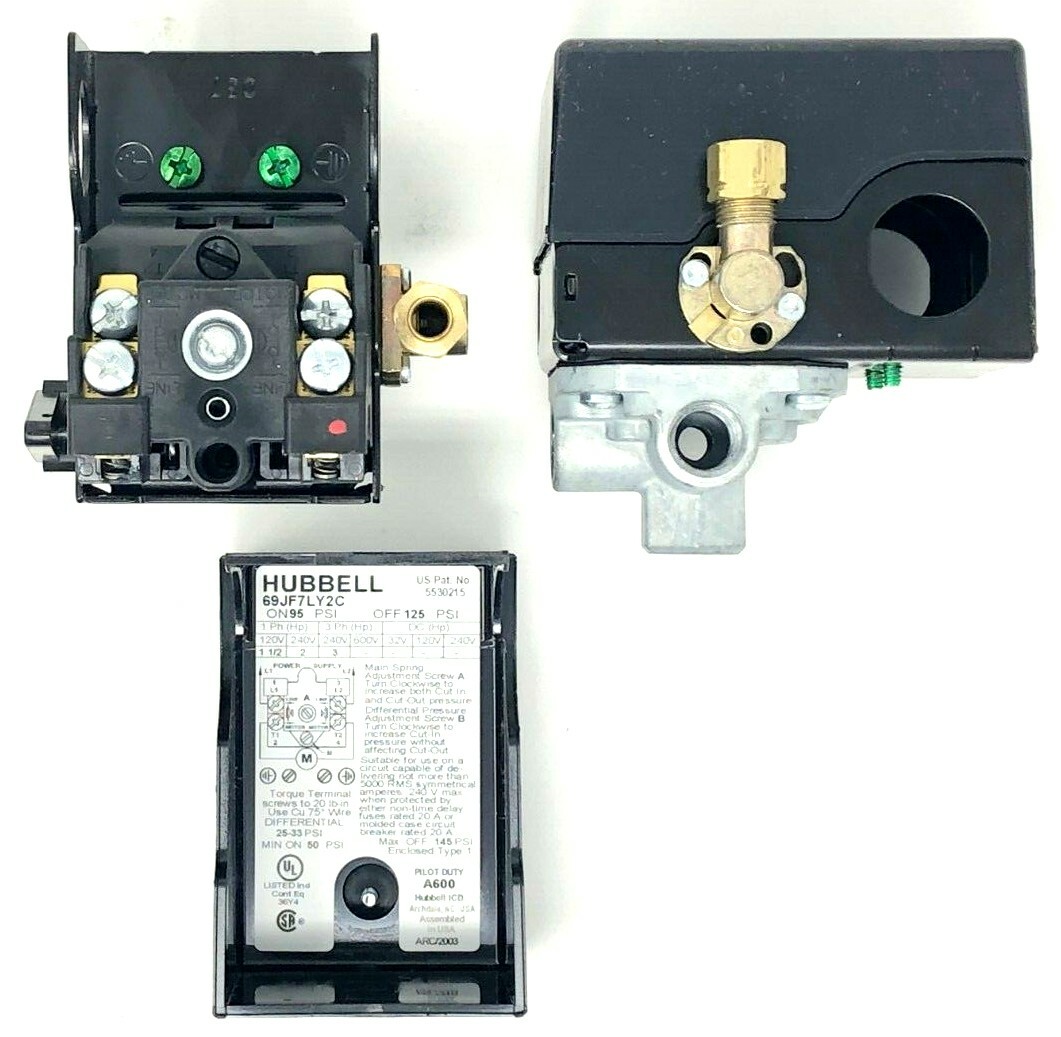 FURNAS HUBBELL 69JF7LY2C PRESSURE SWITCH W/ UNLOADER VALVE & LEVER