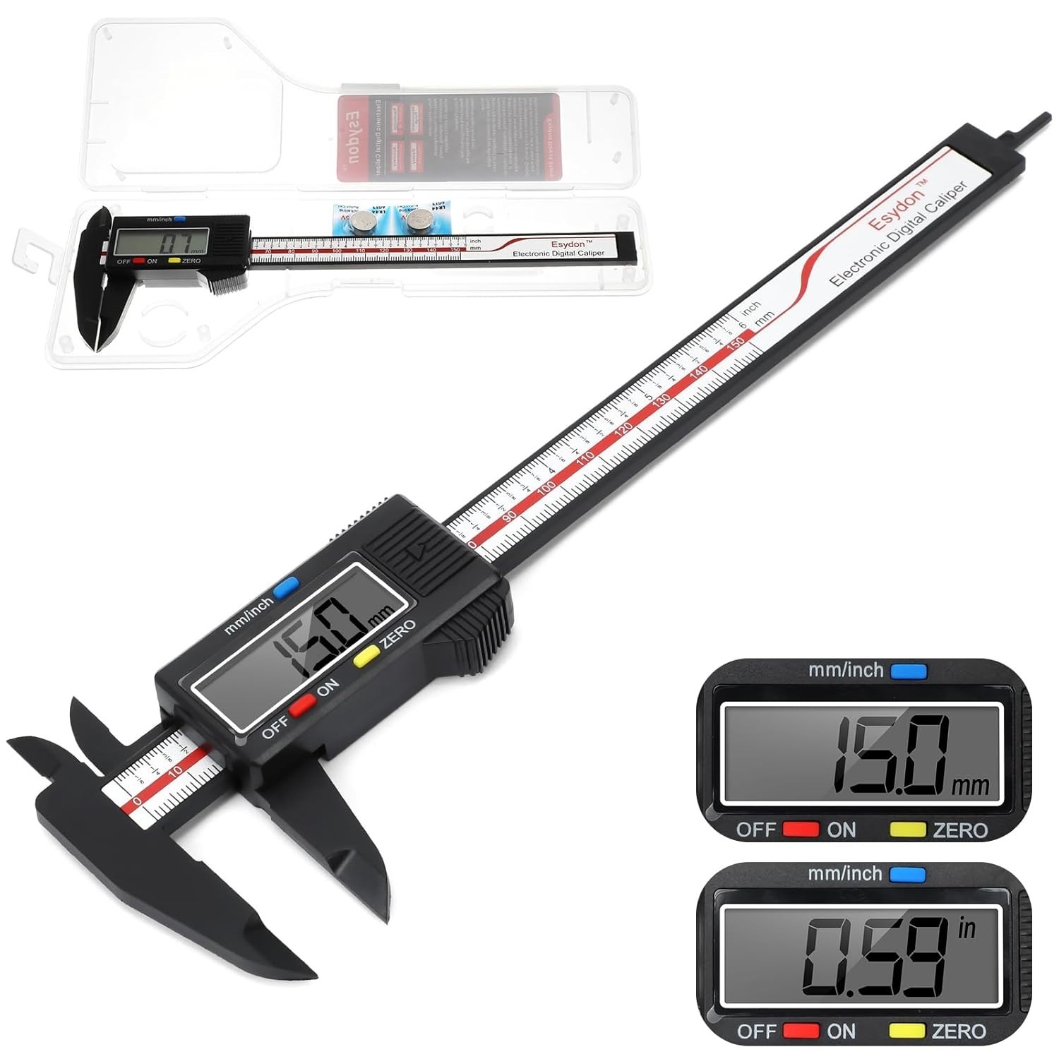 Upgraded 6 Inch Digital Caliper – Fast Measurement Modes & Tough Case Included