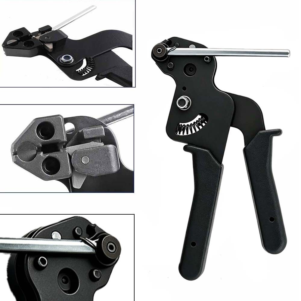 Cable Tie Tool Gun Kit Stainless Steel Zip Tie Cutter + 200pcs Metal Zip Ties✅