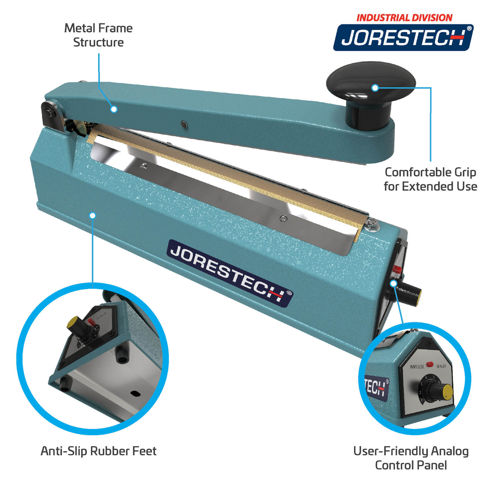 8″ Impulse Heat Sealer Manual Bags Plastic Sealer Hand Metal Machine