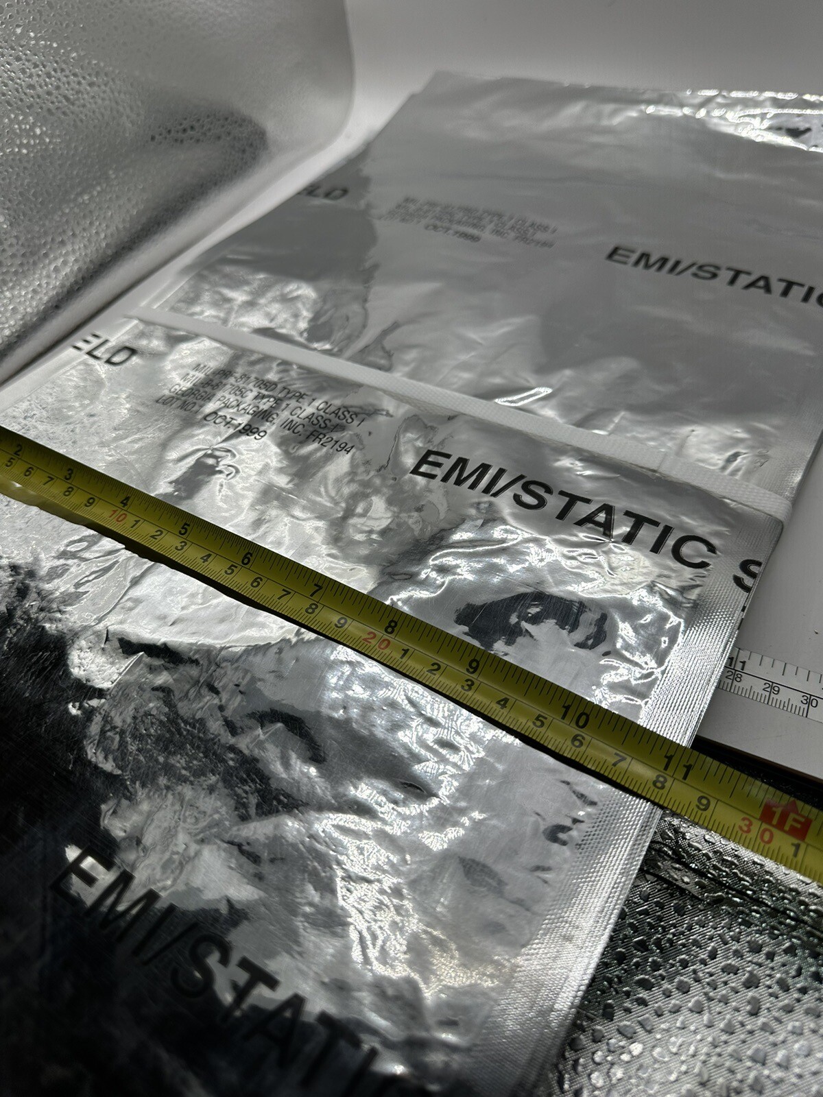 BAG 11”W x 20”D STATIC/EMI SHIELD, MIL-PRF-81705D, TYPE 1, Class, NOS 100/PK New