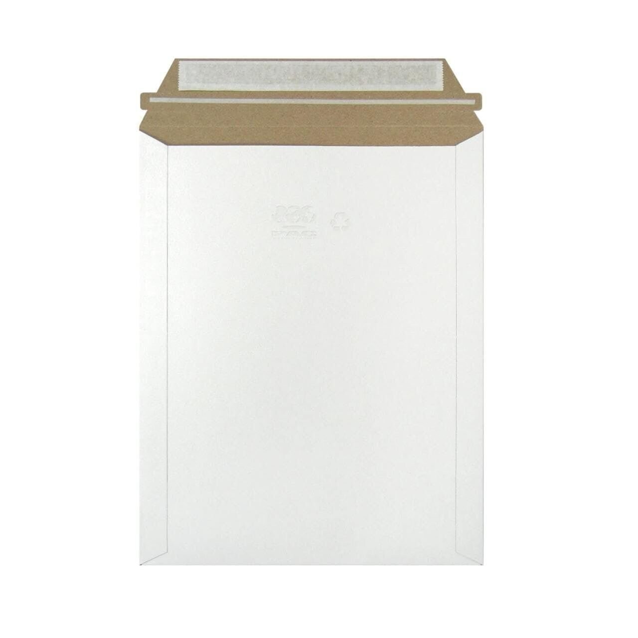 100 – 6×8 White Rigid Stay Flats Self-Seal Cardboard Envelope Mailers 6″x8″