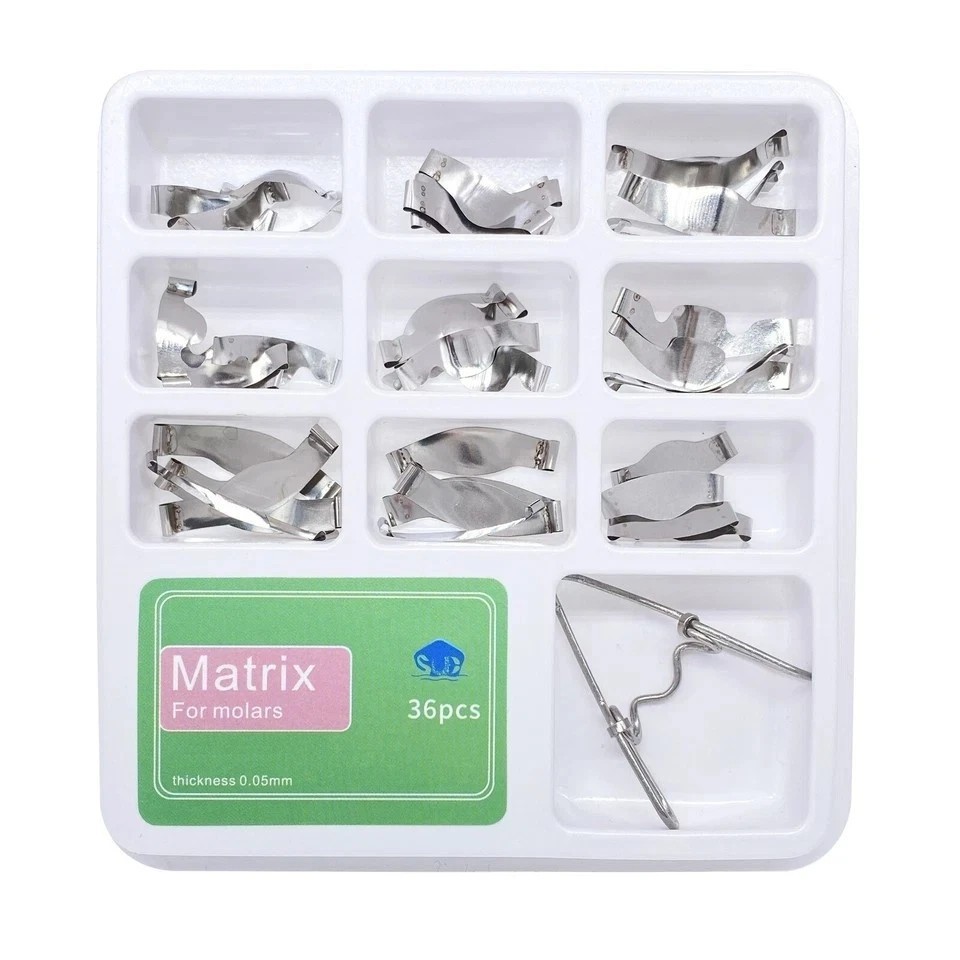 20 Pcs/Pack Dental Metal Saddle Contoured Matrices Matrix Band/Springclip 6 Size