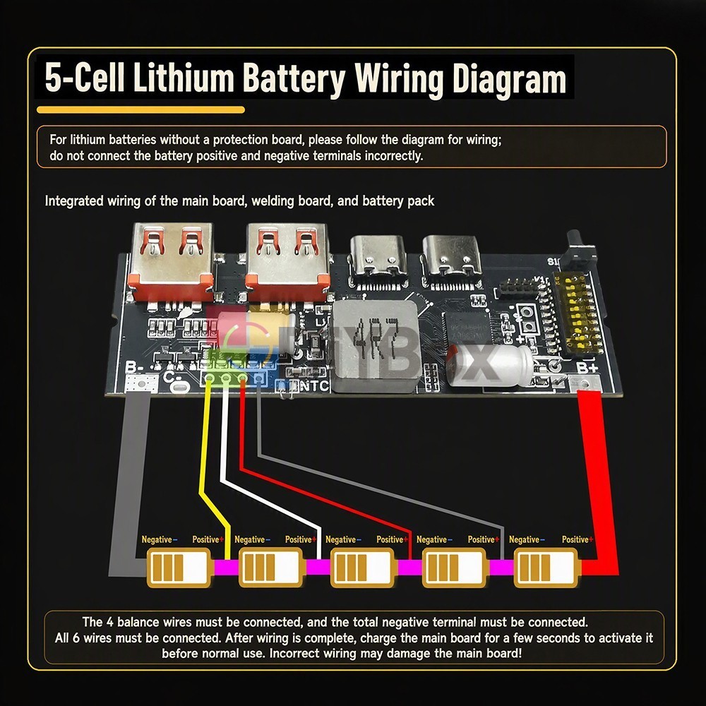 100W Bidirectional Fast Charge Power Bank Module TFT Color Display Motherboard