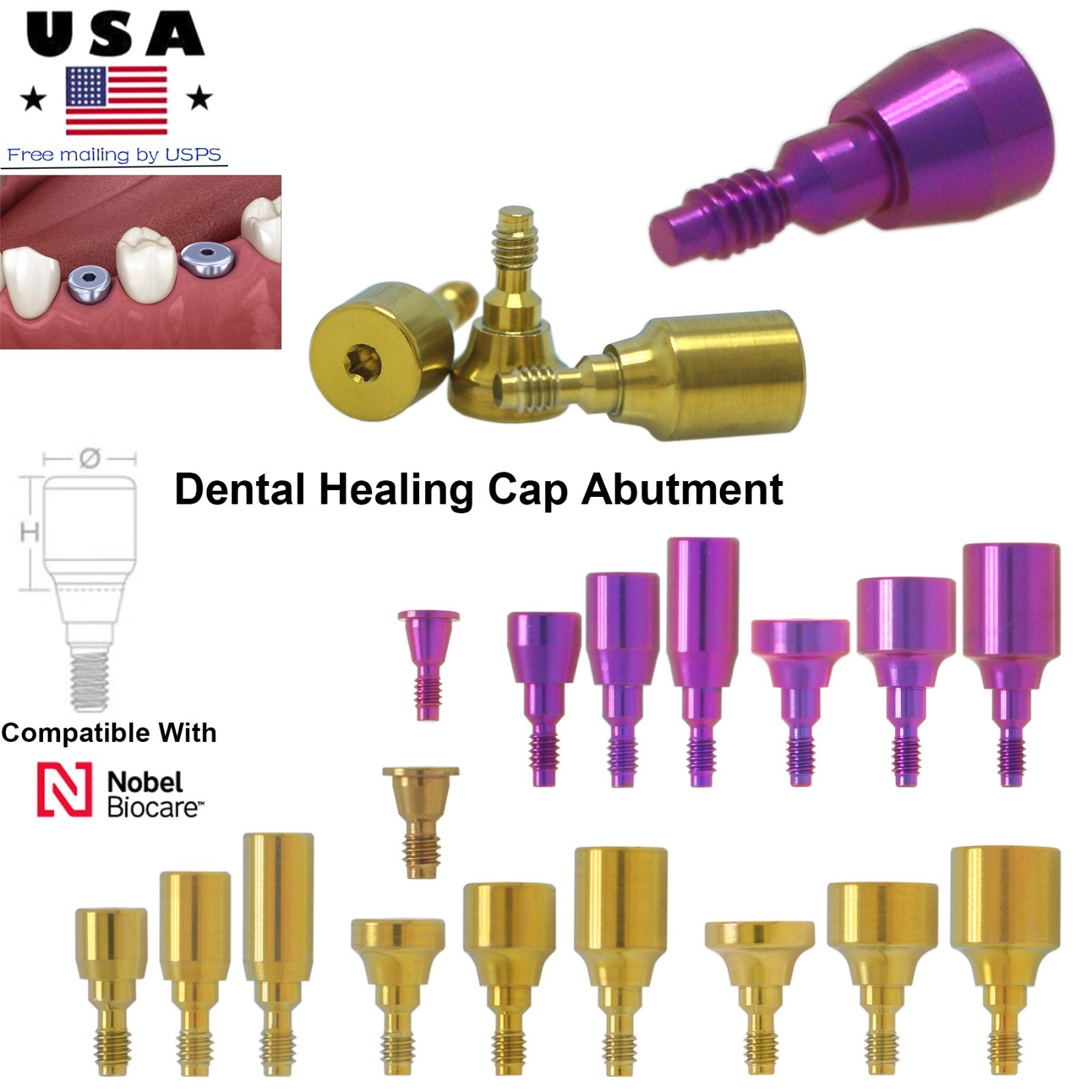 Nobel Biocare CC Hex Locator/Healing Cap Abutment Analog Impression Coping NP/RP