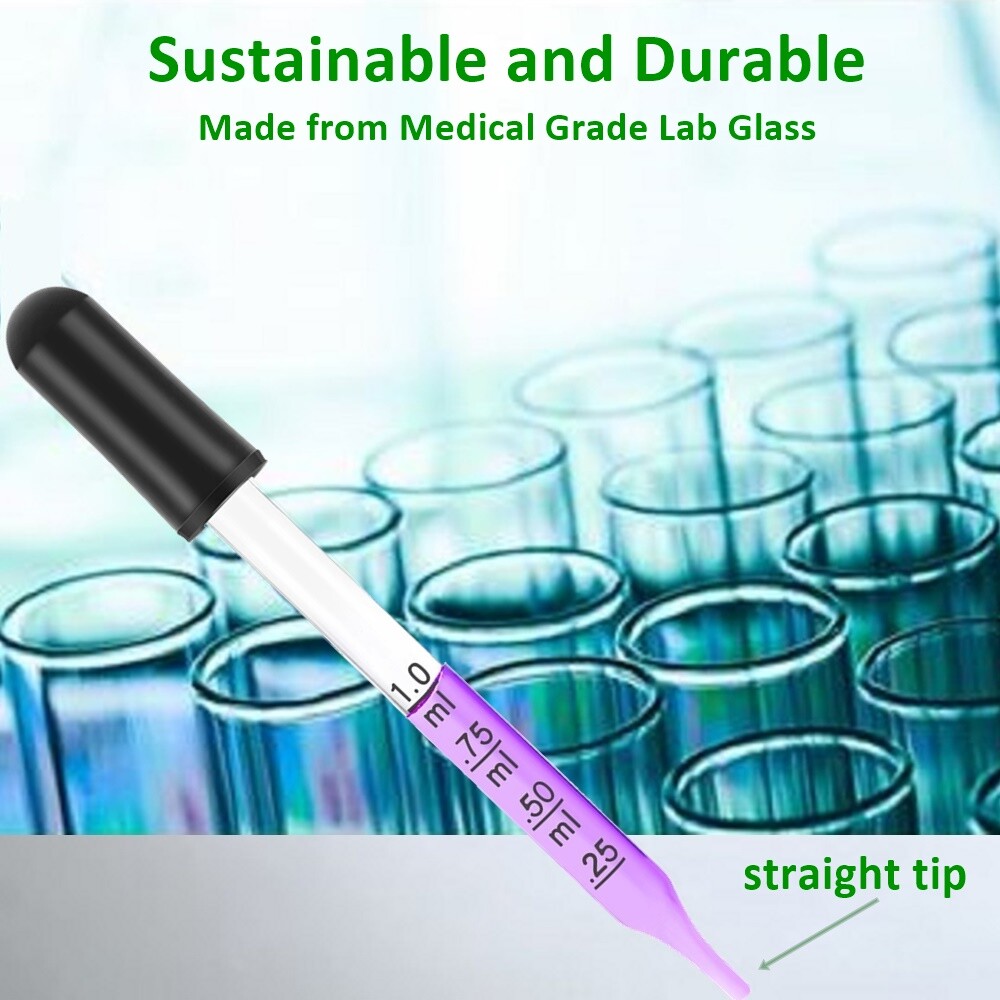 Medicine Art Essential Oils Eye Dropper Graduated 4″ Straight Tip 1ml (12 Pack)
