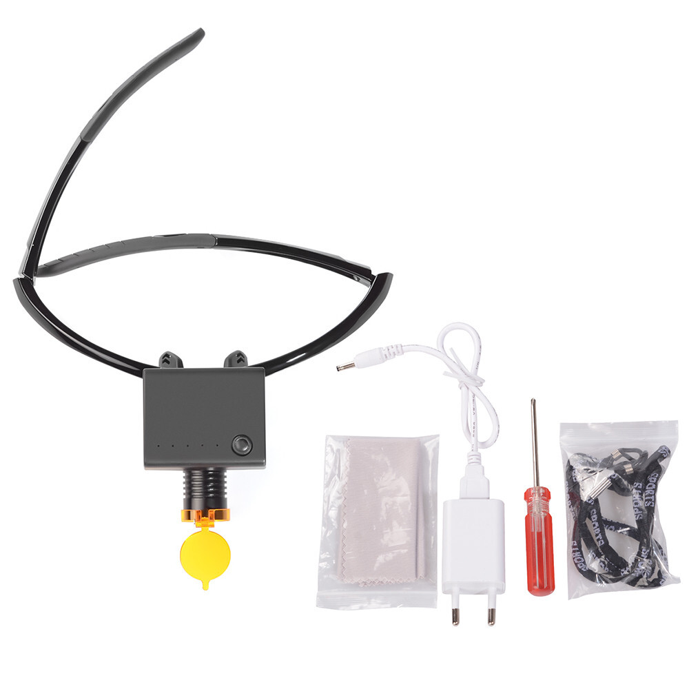 Dental Medical 3W LED Wireless Head Light with Filter & Glasses 2 in 1 Black USA