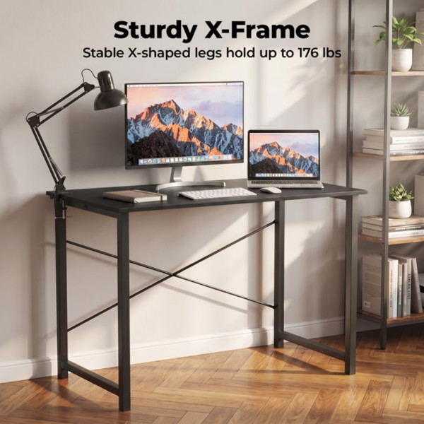 Modern Simple Black Office Desk For Home Bedroom Apartment Workstation