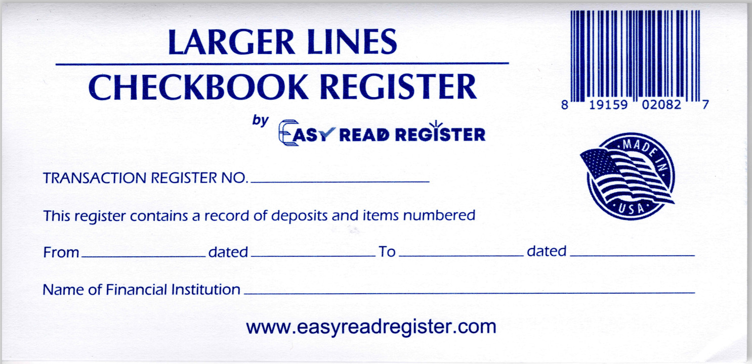 10 Larger Lines Checkbook Registers 2024-2025-2026 Calendars Check Book Bank