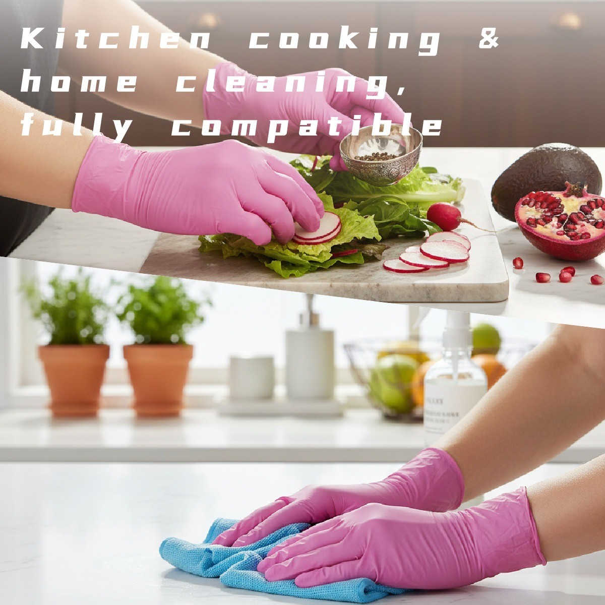 100 Pcs Disposable Nitrile Gloves Latex Free Food Grade Cleaning Work Pack
