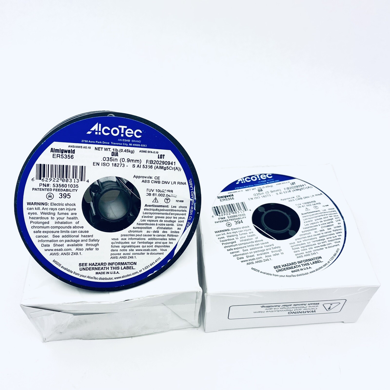 LOT OF 2 ALUMINUM ALMIGWELD ER5356 MIG WELDING WIRE 0.035 (0.9mm), 1LB