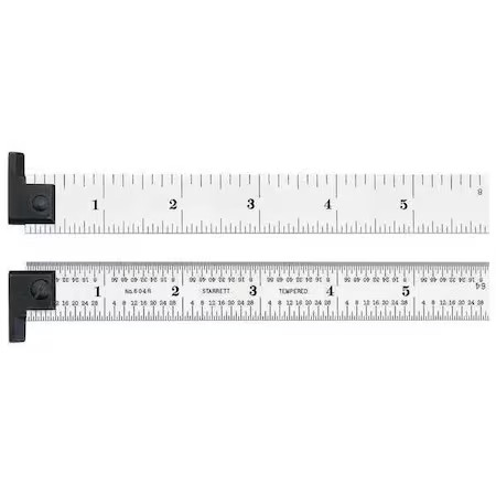 Starrett Ch604r-6 Steel Rule, 4R, 6 L X 3/4 In W, Chrome, Hook