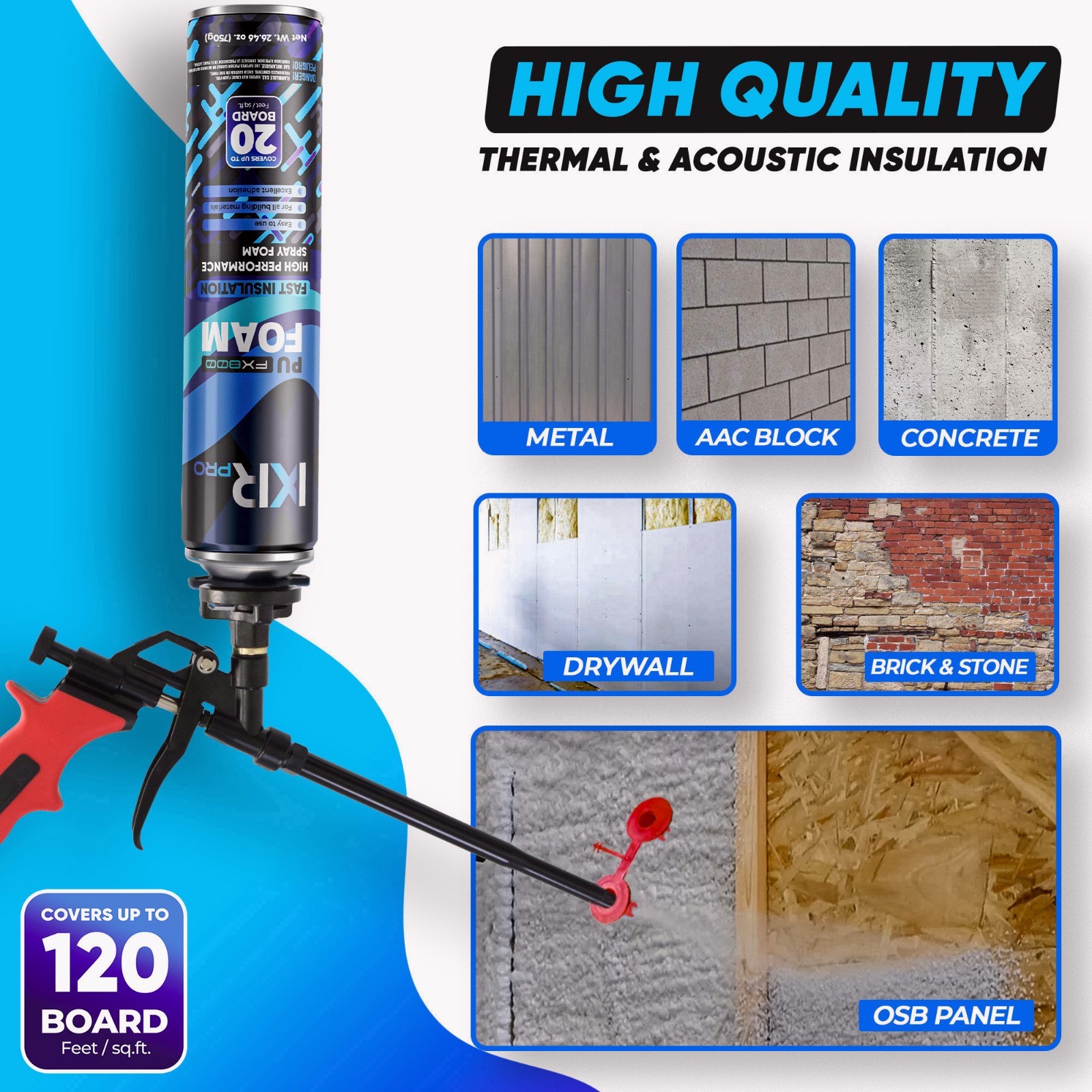 Spray Foam Insulation Can (6 x 23.1 oz. (655 g)) Expanding Foam Sealant