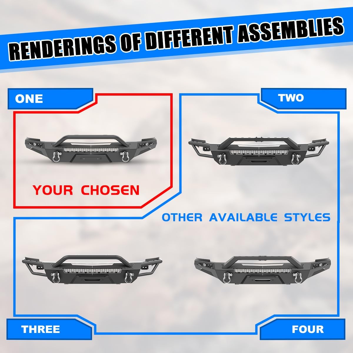 Modular Front Bumper 2007-2013 Silverado 1500 w/Winch Bull Bar D-Rings Paintable
