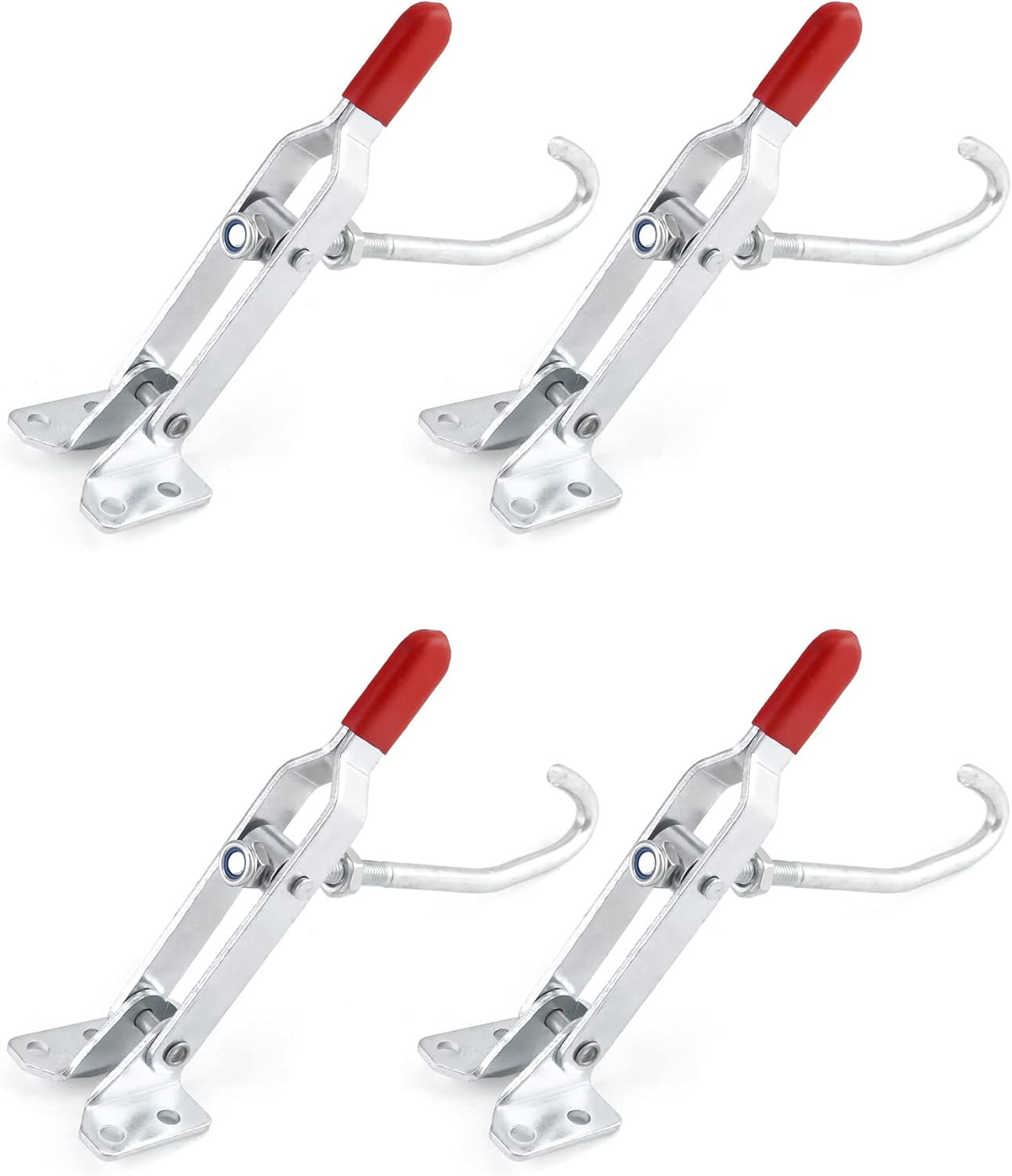 4 Pack J Hook Toggle Clamp 375 lb Holding Capacity Adjustable Pull Latch Red Kit