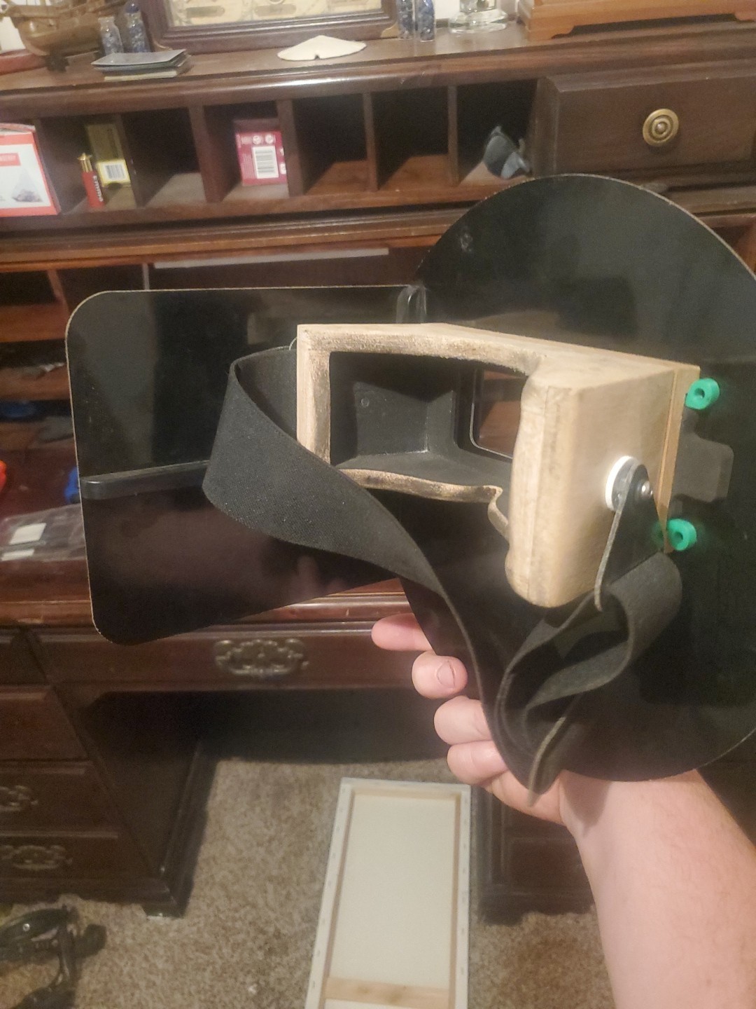 Used Pancake Welding Hood Helmet with 2×4 Welding Lens, Lightweight.