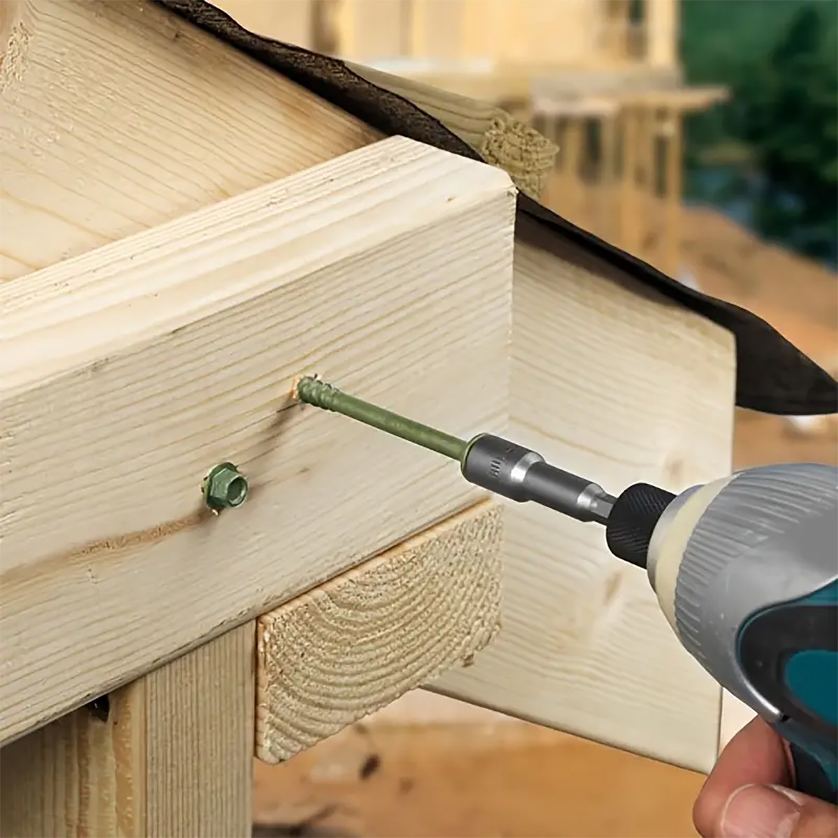 Heavy-Duty Green Timber Structural Wood Screws with Hex Socket 14*10″ Extra Long