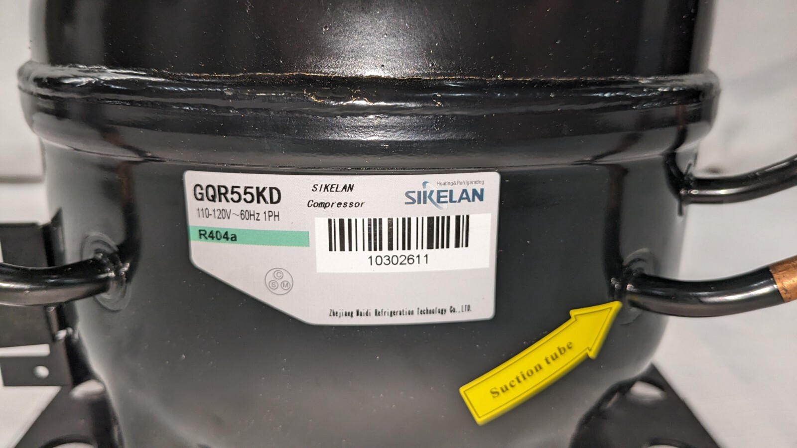 Sikelan GQR55KD 1/4hp 1262BTUs 110VAC R404a LBP / MBP Refrigeration Compressor