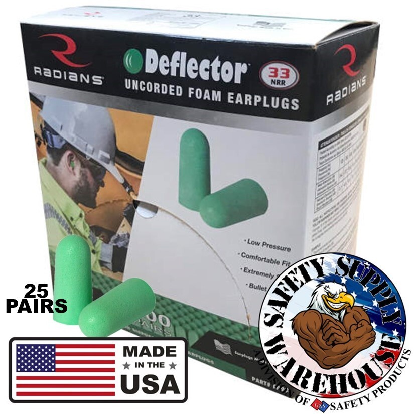 Radians FP90 Deflector Green Earplugs Uncorded NRR33 25 pairs/Box