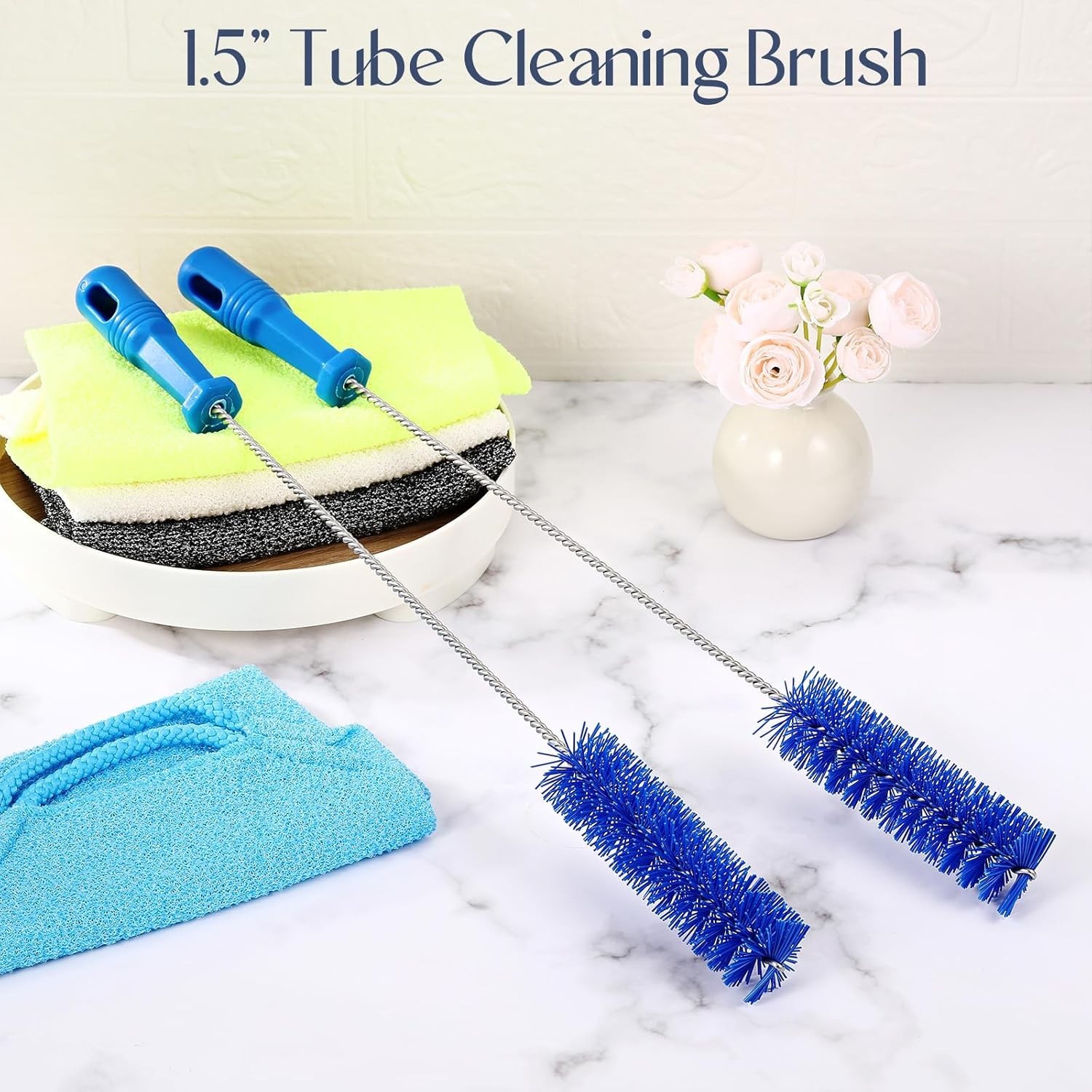 2 Pack Flexible Drain Brush Set – 19.7″ Pipe Cleaning Tool for Shower & Tub